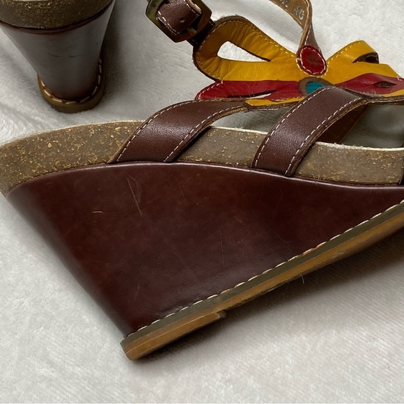 L'Artiste by Spring Step Ronella Multi Strap Leather Wedge Sandals - Picture 11 of 16